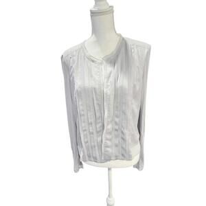 Vintage Cache Long Sleeve Gray Pleated Light Cardigan, size 14